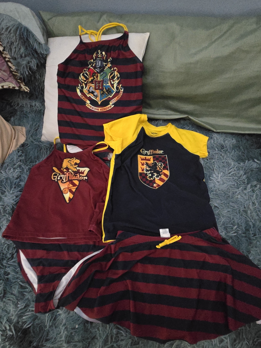 Gryffindor Kids' Red & Black Stripe Tank Dress and Tops Set